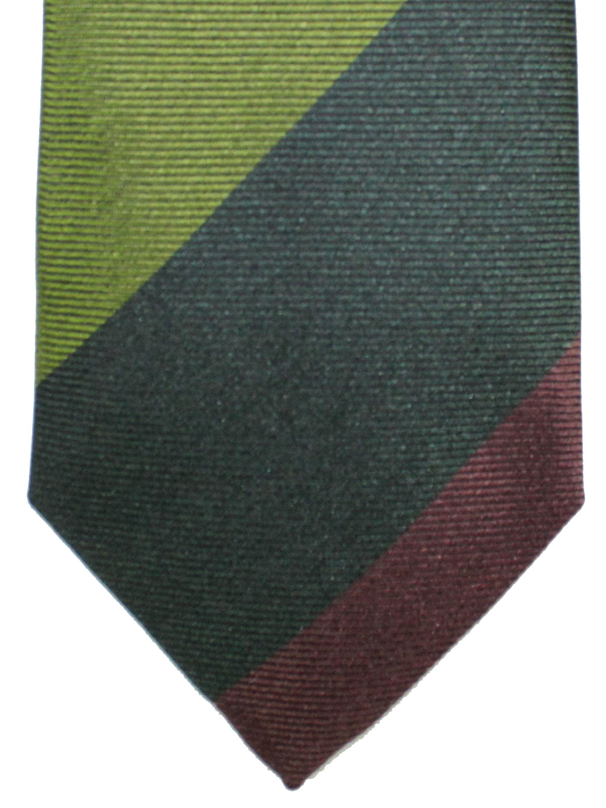 Gene Meyer Silk Tie Olive Green Stripes