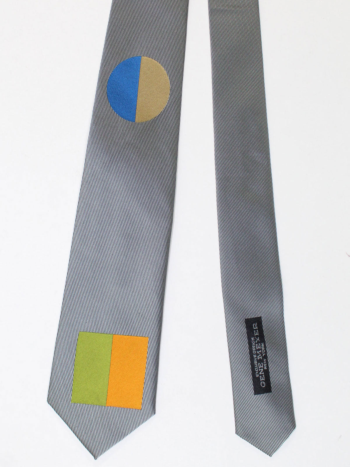 Gene Meyer Silk Tie Gray Geometric Design