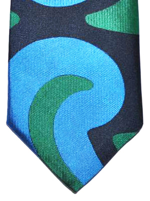 Gene Meyer Tie Navy Royal Blue Green Oversized Paisley