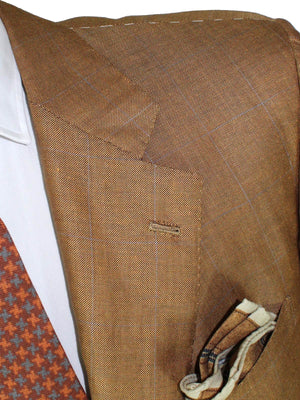 Kiton Sport Coat Rust Brown Gray Windowpane - Cashmere Linen EUR 56/ US 44 L REDUCED - SALE