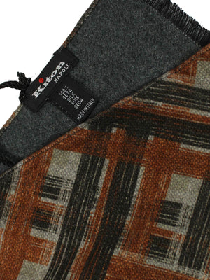 Kiton Scarf Brown Gray Black Design