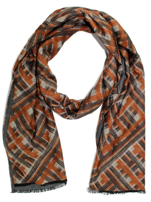 Kiton Scarf Brown Gray Black Design Silk SALE