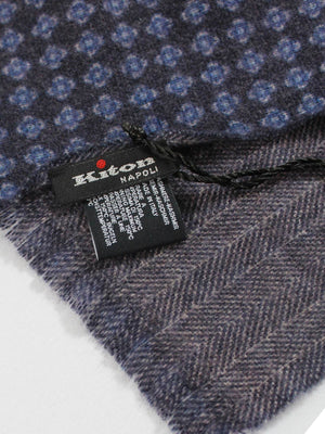  Kiton Cashmere Scarf Gray Blue Design