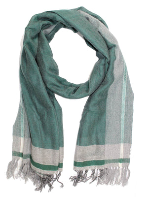 Kiton Cashmere Silk Scarf Gray Green Design