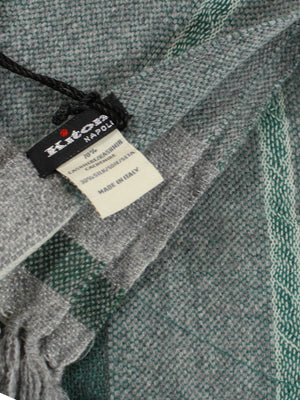 Kiton Cashmere Silk Scarf Gray Green Design New