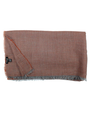 Kiton Scarf Brown Gray Pattern Wool Cashmere SALE