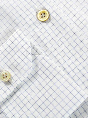 Kiton Dress Shirt White Navy Graph Check 