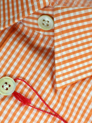 Kiton Short Sleeve Shirt White Orange 