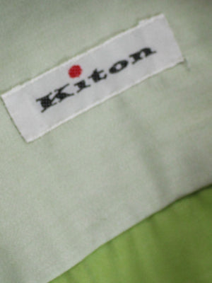 Kiton Shirt Light Green Spread Collar 43 - 17 REDUCED - SALE