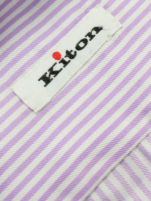 Kiton Dress Shirt White Lilac Design