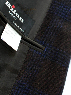 Kiton Guanaco Sport Coat Brown Royal Blue Black EUR 56/ US 44 SALE