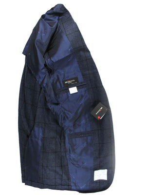 Kiton Sport Coat Dark Blue Windowpane - Cashmere Silk Unlined Men Blazer