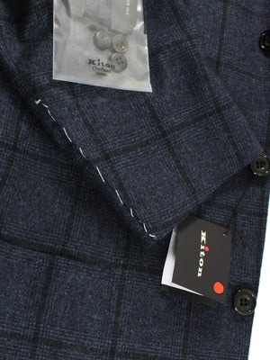 Kiton Sport Coat Dark Blue Windowpane - Cashmere Silk Unlined Men Blazer EUR 50 - US 40 SALE