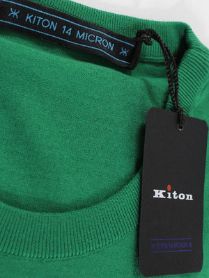 Kiton Sweater Green 14 Micron Wool Crewneck XXL - EUR 56 SALE