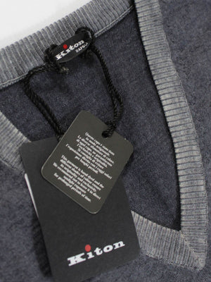Kiton Cashmere Sweater Dark Gray V-Neck Hand Dyed M - EUR 50