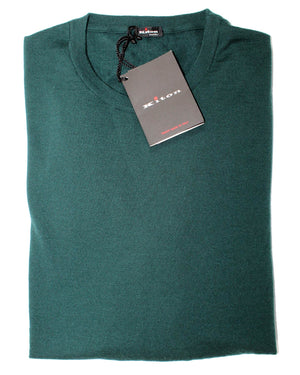 Kiton Sweater Green 14 Micron Wool Crewneck