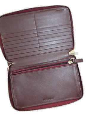 Kiton Men Wallet - Large Bordeaux Grain Leather Zip Wallet SALE