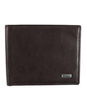 Kiton Wallet - Brown Smooth Leather Men Wallet Bifold