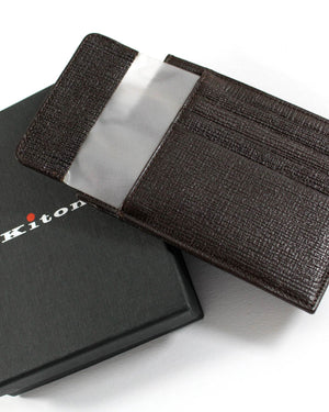 Kiton Men Credit Card Holder - Brown Leather Wallet SALE