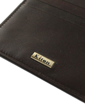 Kiton Men Credit Card Holder - Brown Smooth Leather Wallet SALE