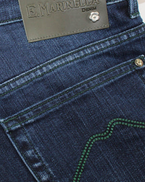 E. Marinella Jeans Dark Blue Slant Pocket Denim 34 Slim Fit