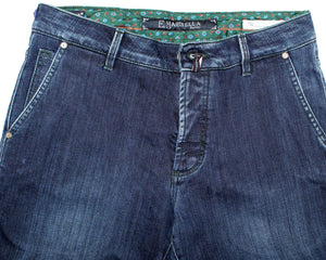 E. Marinella Jeans Dark Blue Slant Pocket Denim 32 Slim Fit