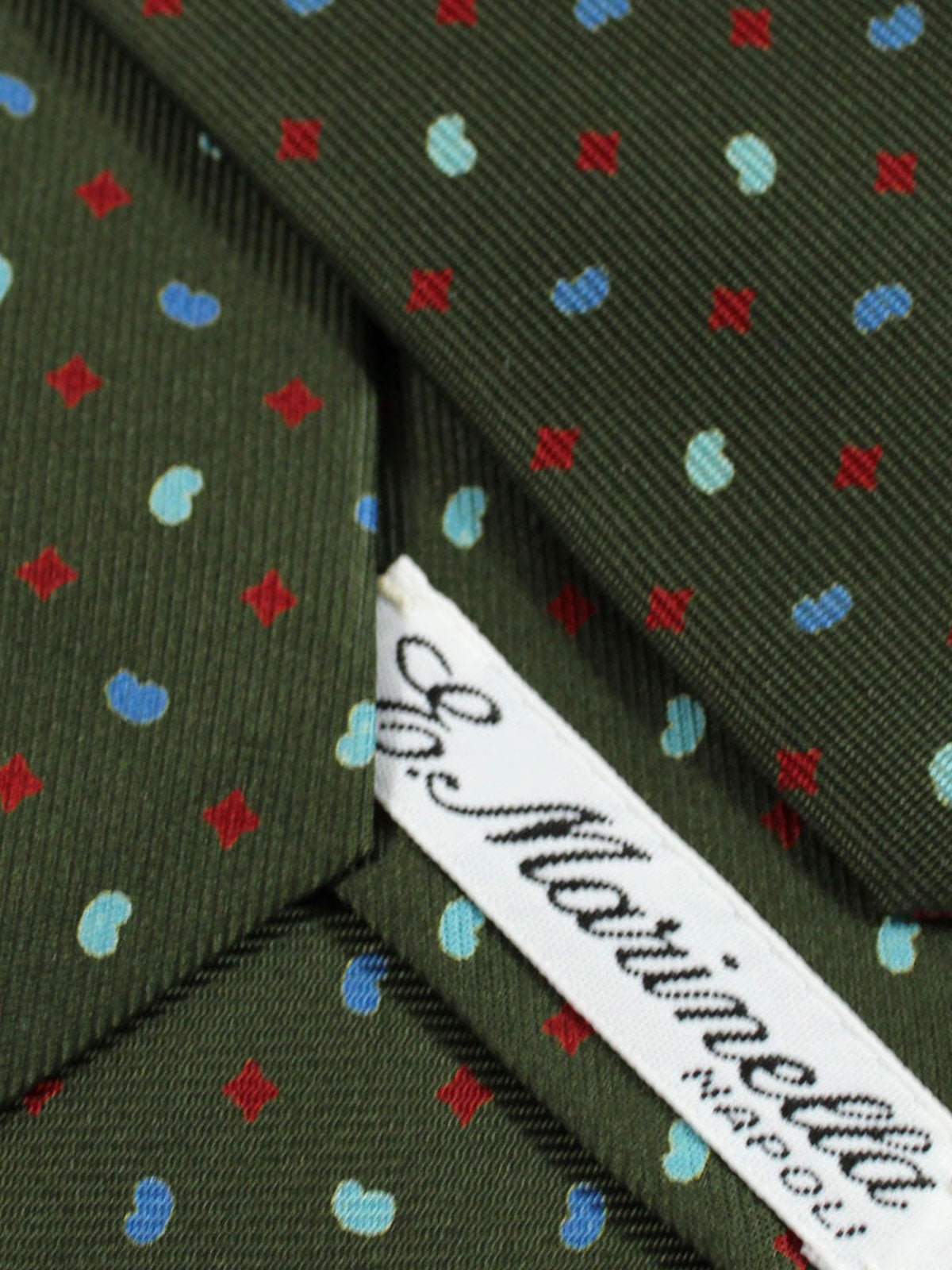 E. Marinella Tie Forest Green Geometric Design - Wide Necktie