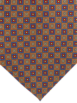 E. Marinella Tie Brown Floral Design - Wide Necktie