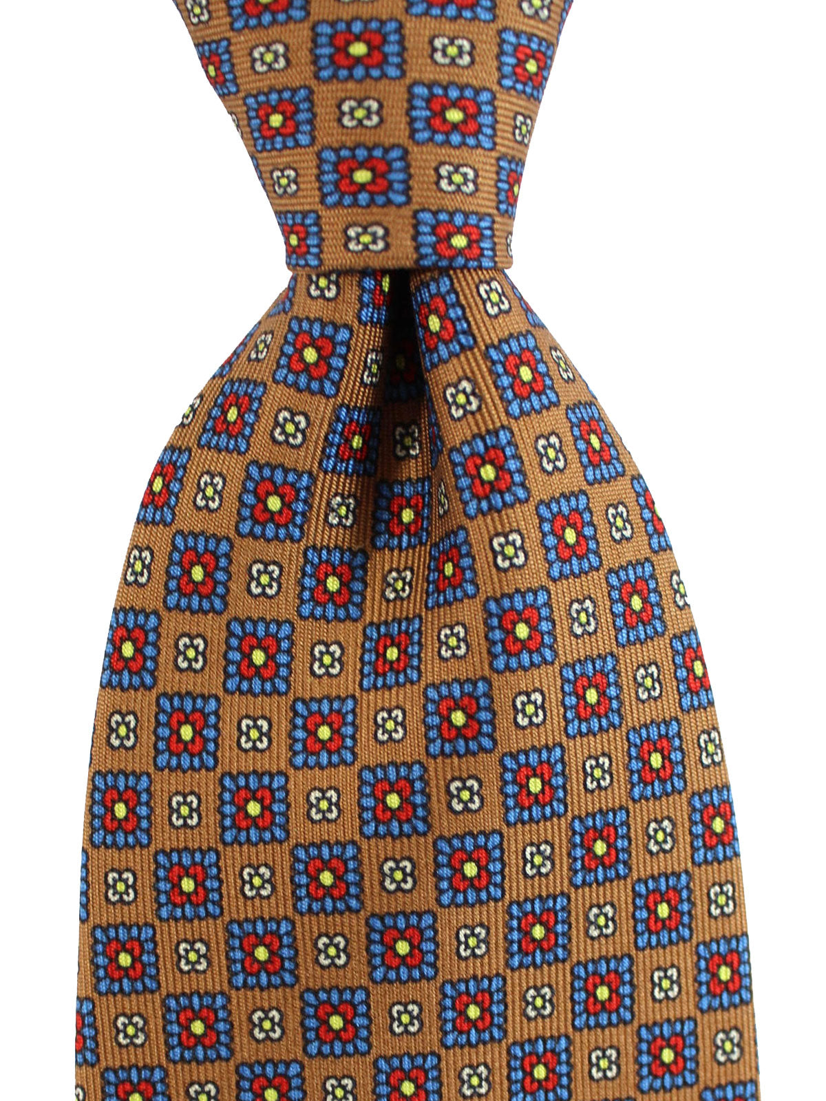 E. Marinella Tie Brown Floral Design - Wide Necktie