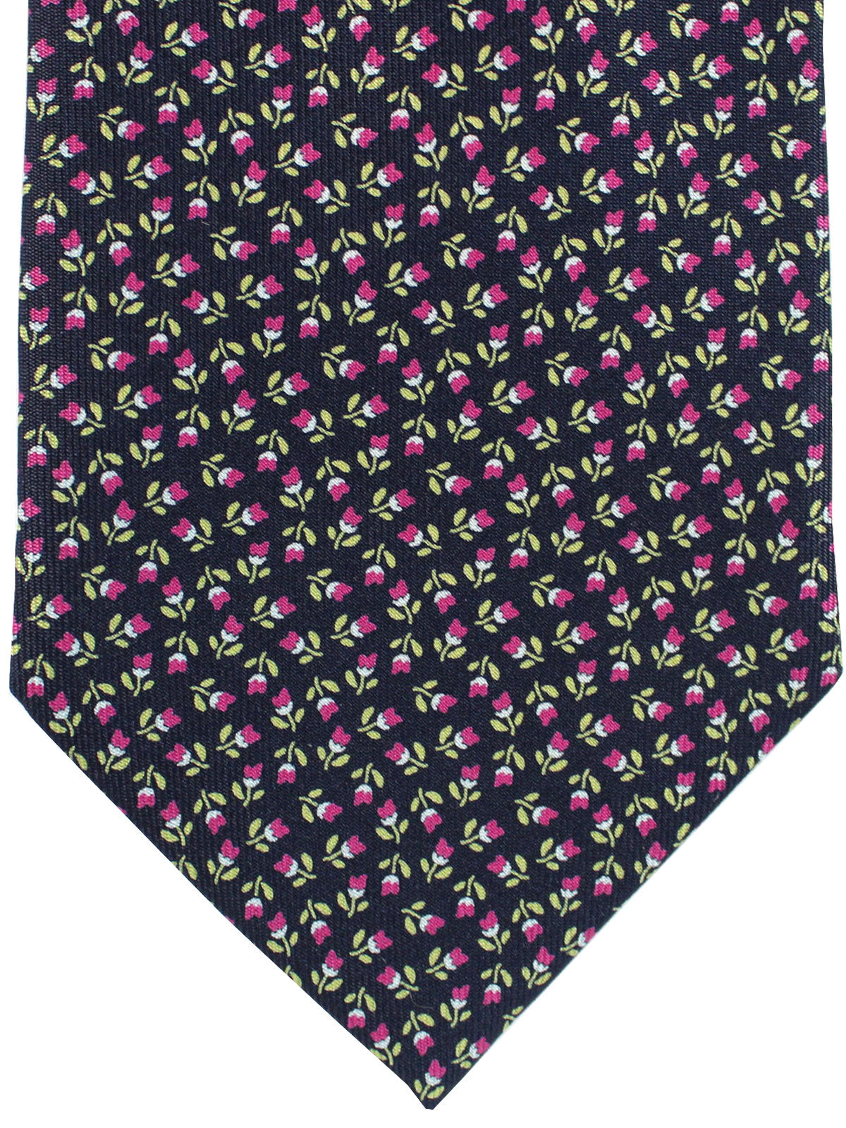 E. Marinella Silk Tie Navy Maroon Green Floral