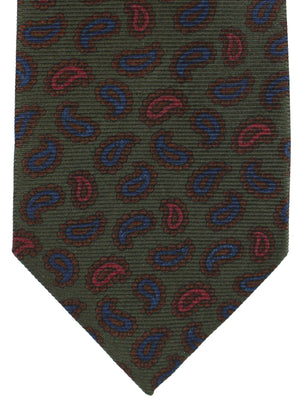 E. Marinella Silk Tie Brown Navy Burgundy Paisley