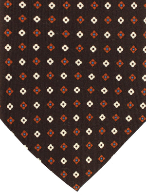 E. Marinella Tie Dark Brown Geometric Design - Wide Necktie