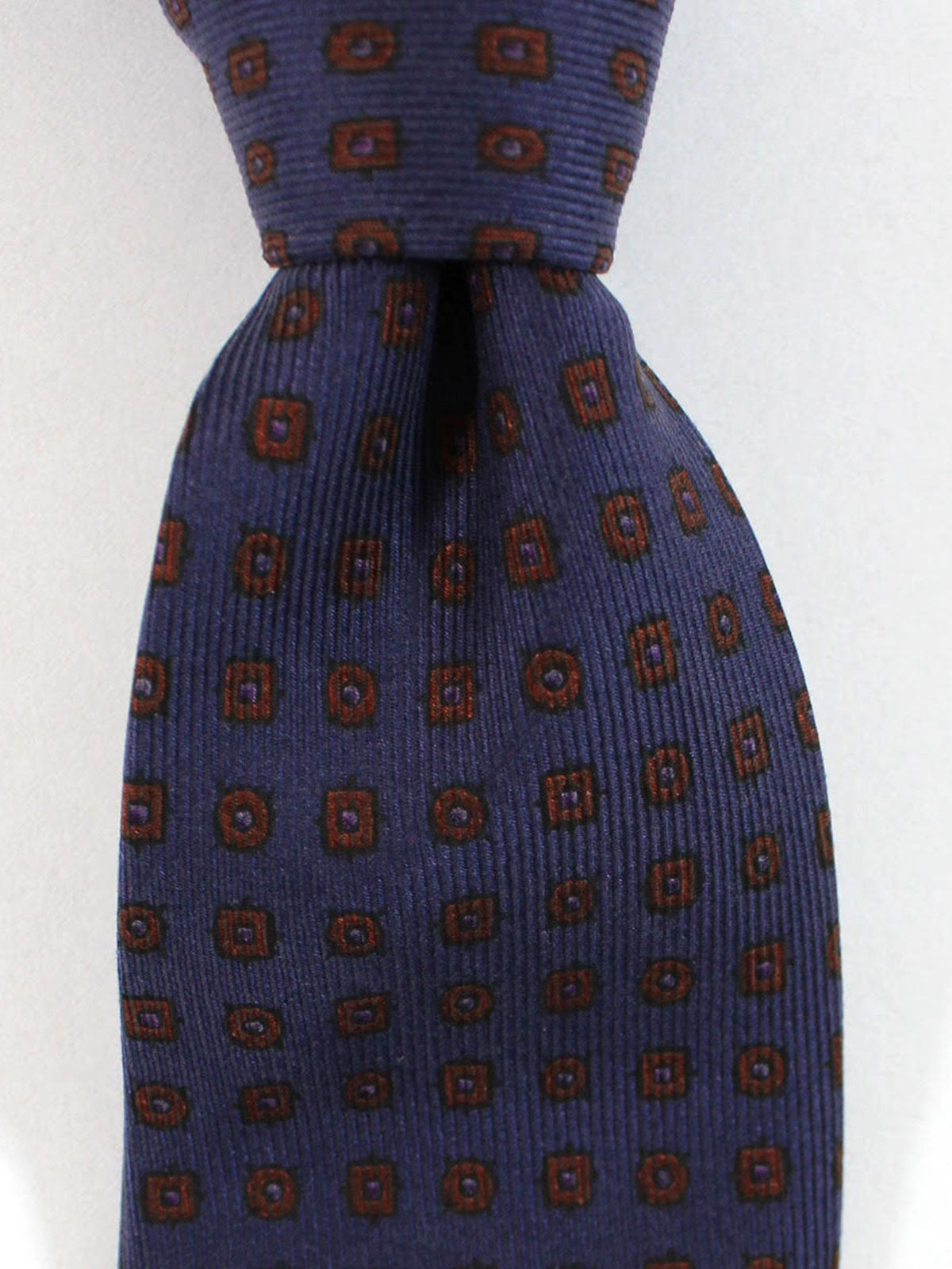 E. Marinella Silk Tie Purple Brown Geometric - Narrow Necktie