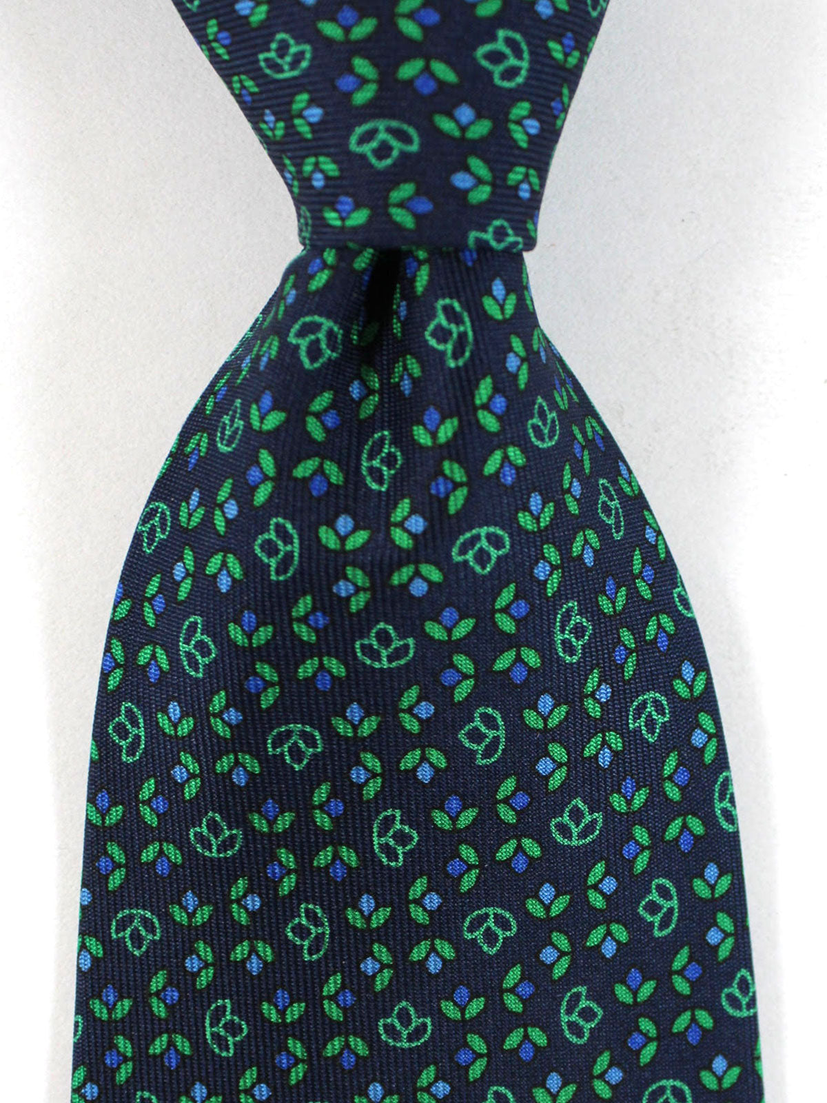 E. Marinella Silk Tie Dark Blue Green Floral