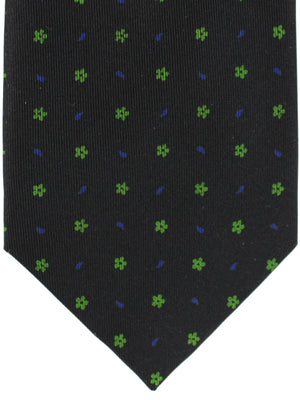E. Marinella Silk Tie Black Royal Blue Green Geometric