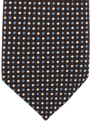 E. Marinella Tie Dark Brown Blue Squares