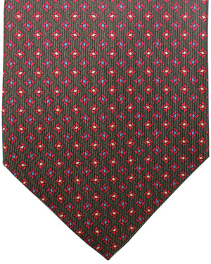 E. Marinella Silk Tie Classic Dark Green Red Geometric