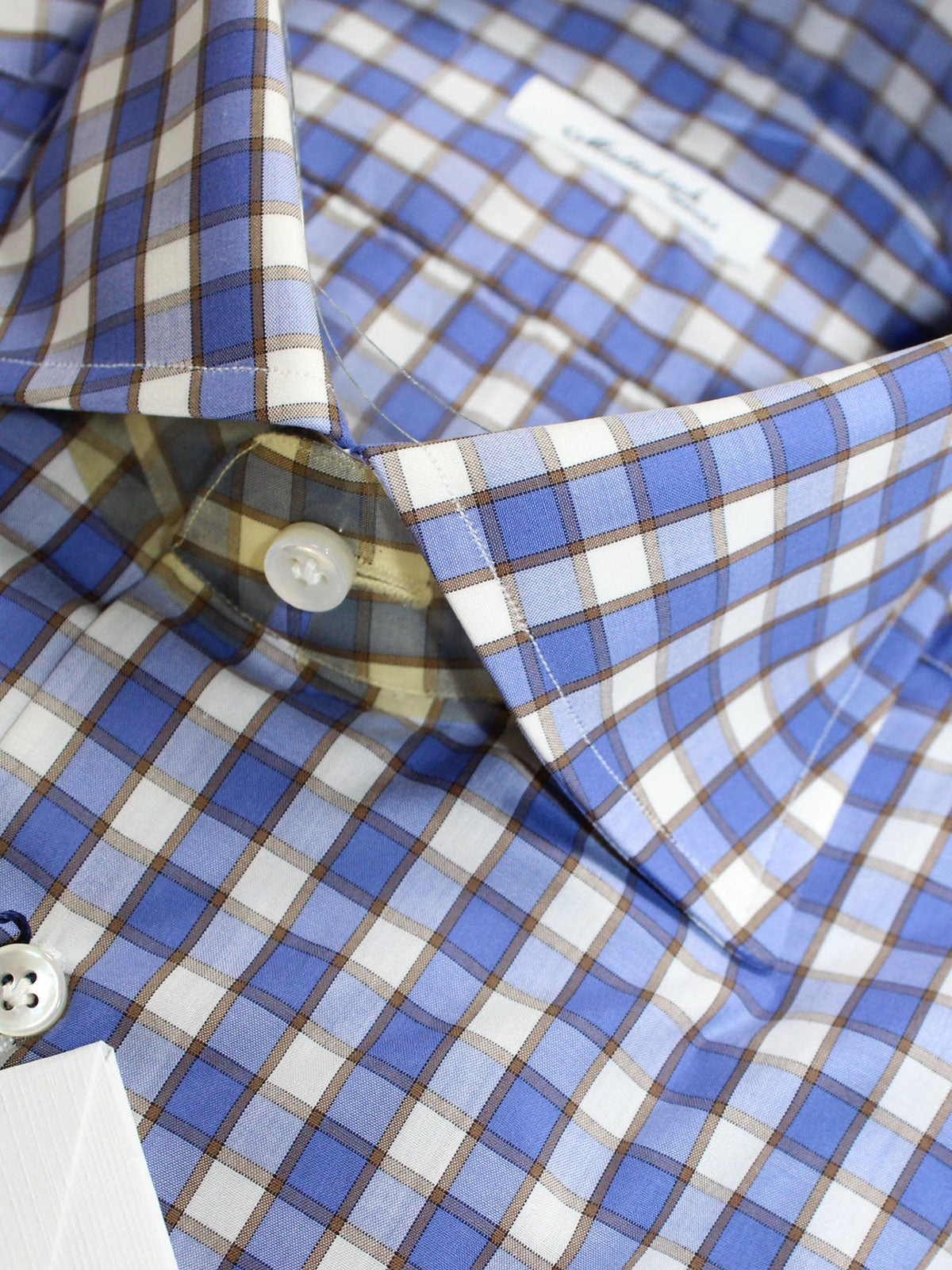 Mattabisch Napoli Shirt Blue Brown Check 39 - 15 1/2 SALE