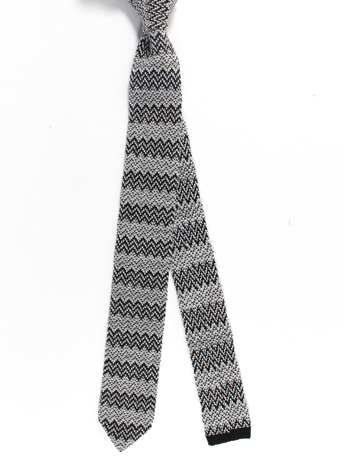 Missoni Tie Black Gray Zig Zag Design