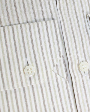 Stefano Ricci Dress Shirt White Taupe Stripes 