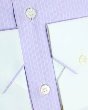 Stefano Ricci Dress Shirt Lilac Purple Stripes White Collar