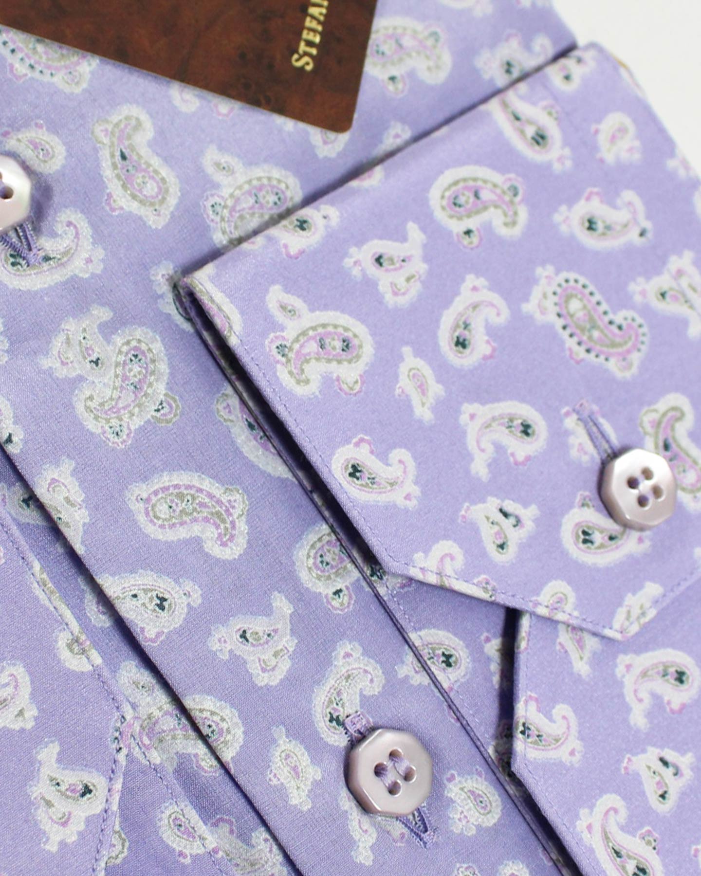 Stefano Ricci Dress Shirt Lilac Paisley Silk Cotton