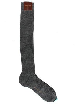 Stefano Ricci Socks Gray Ribbed Solid 