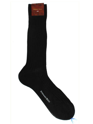 Stefano Ricci Socks Navy Ribbed Solid 