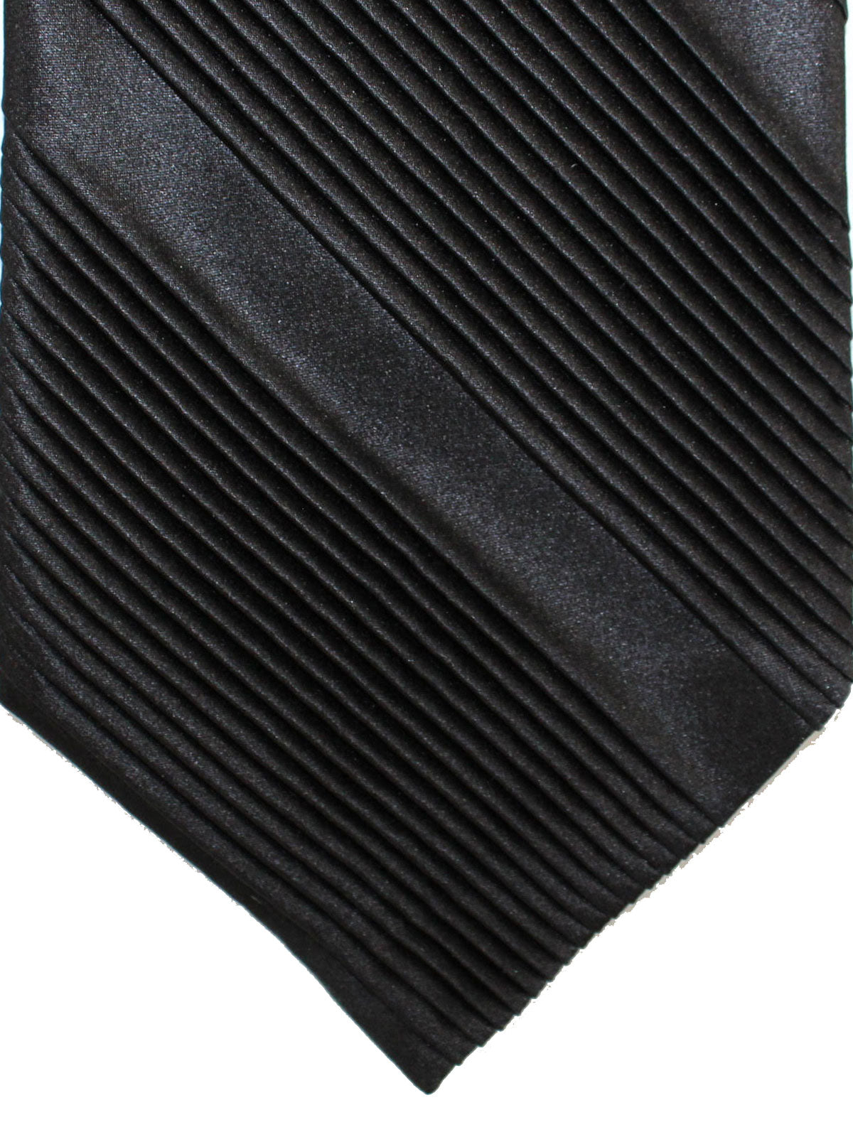 Stefano Ricci Pleated Silk Tie Black Solid Design