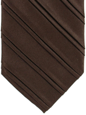 Stefano Ricci Pleated Silk Tie Dark Brown Solid