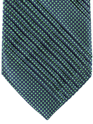 Stefano Ricci Pleated Silk Tie Dark Green Dots