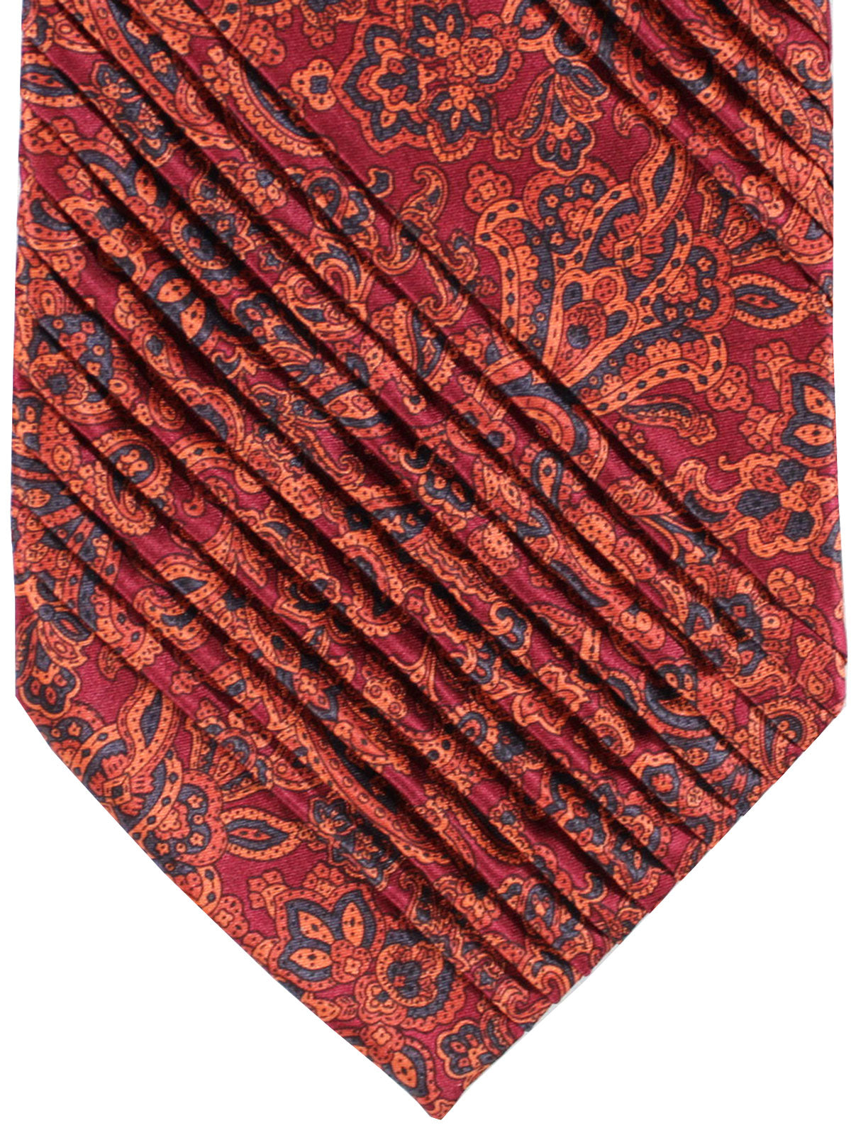 Stefano Ricci Tie Brown Orange Ornamental - Pleated Silk