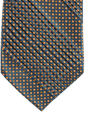 Stefano Ricci Tie Black Orange Geometric - Pleated Silk