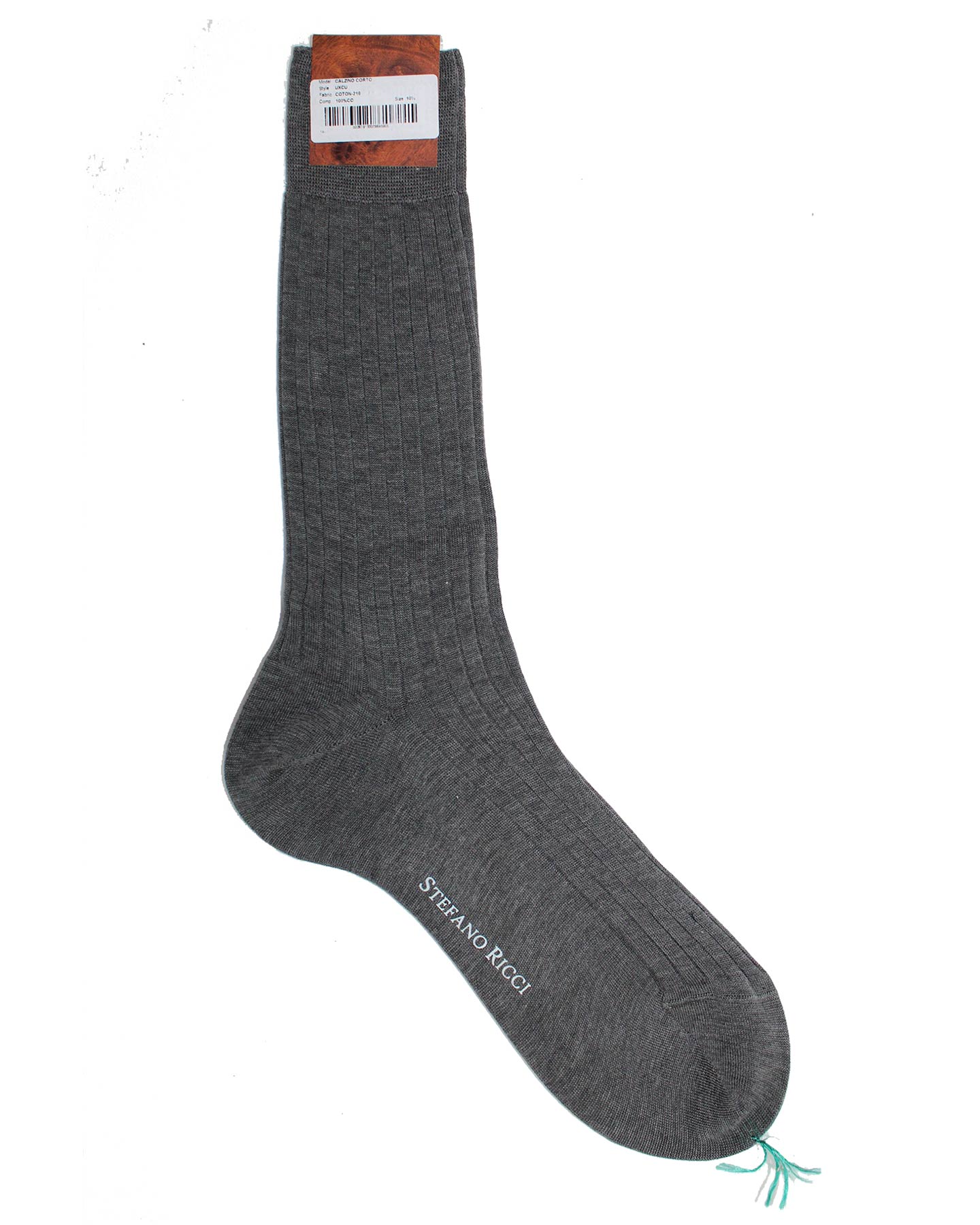 Stefano Ricci Socks Gray Ribbed - US 10.5/ EUR 43.5 Mid Calf Men Socks